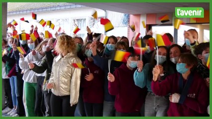 La reine Mathilde au collège Da Vinci de Perwez