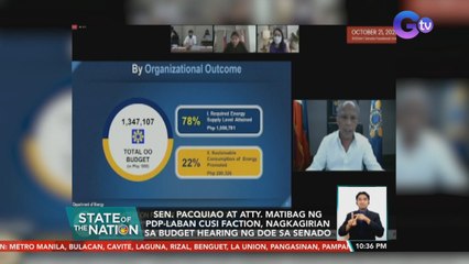 Sen. Pacquiao at Atty. Matibag ng PDP-Laban Cusi faction, nagkagirian sa budget hearing ng DOE sa senado | SONA