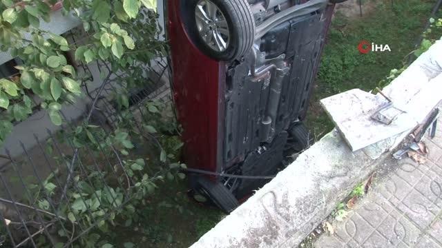 Fren yerine gaza bastı, apartman boşluğuna düştü