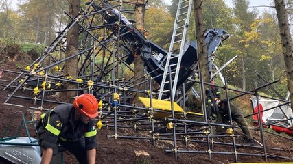 Tragedia Mottarone, preparata base per appoggiare cabina (22.10.21)