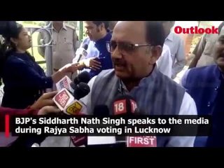 BJP's Siddharth Nath Singh during Rajya Sabha voting in Lucknow