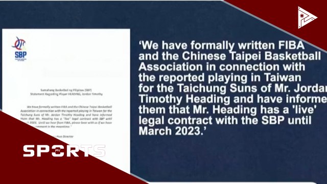 Jordan Heading, may kontrata pa sa SBP hanggang March 2023 #PTVSports