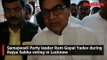 Samajwadi Party leader Ram Gopal Yadav during Rajya Sabha voting in Lucknow