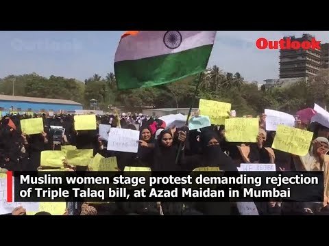 Muslim women stage protest demanding rejection of Triple Talaq bill, at Azad Maidan in Mumbai