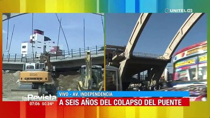 Con una torta, vecinos “celebran” los seis años del colapso del puente en Cochabamba