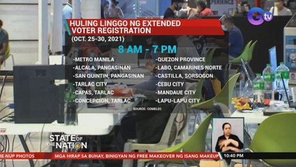 Huling linggo ng extented voter registration (Oct. 25-30, 2021) | SONA
