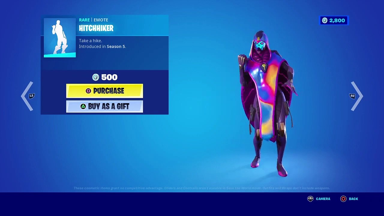 HITCHHIKER “EMOTE” (RARE) 500 V BUCKS FORTNITE SEASON 5 video