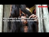 Wig-makers in West Bengal work on human hair to make fake buns, mustaches