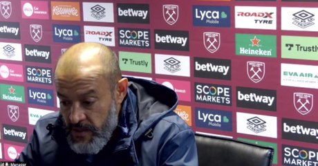 Nuno disappointed by spurs 1-0 defeat at West Ham