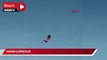 Havada çarpışan 3 yamaç paraşütü pilotu denize düştü, o anlar kamerada