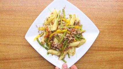 Low carb Keto pasta recipe with turkey and asparagus for weight loss