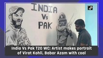 India Vs Pak T20 WC: Artist makes portrait of Virat Kohli, Babar Azam with coal