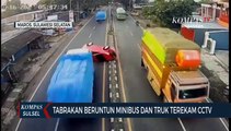 Tabrakan Beruntun Minibus Dan Truk Terekam CCTV