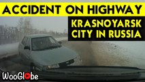 'Dashcam Catches Horrible Car Accident on a Highway in Russia '