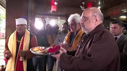 Amit Shah visits Kheer Bhawani Durga temple in Kashmir