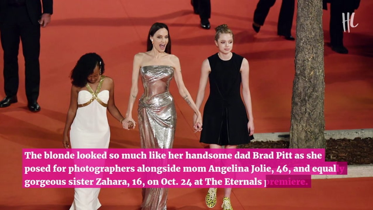 Shiloh Jolie-Pitt, 15, Looks So Much Like Dad Brad Pitt On Red Carpet With Mom Angelina & Zahara, 15