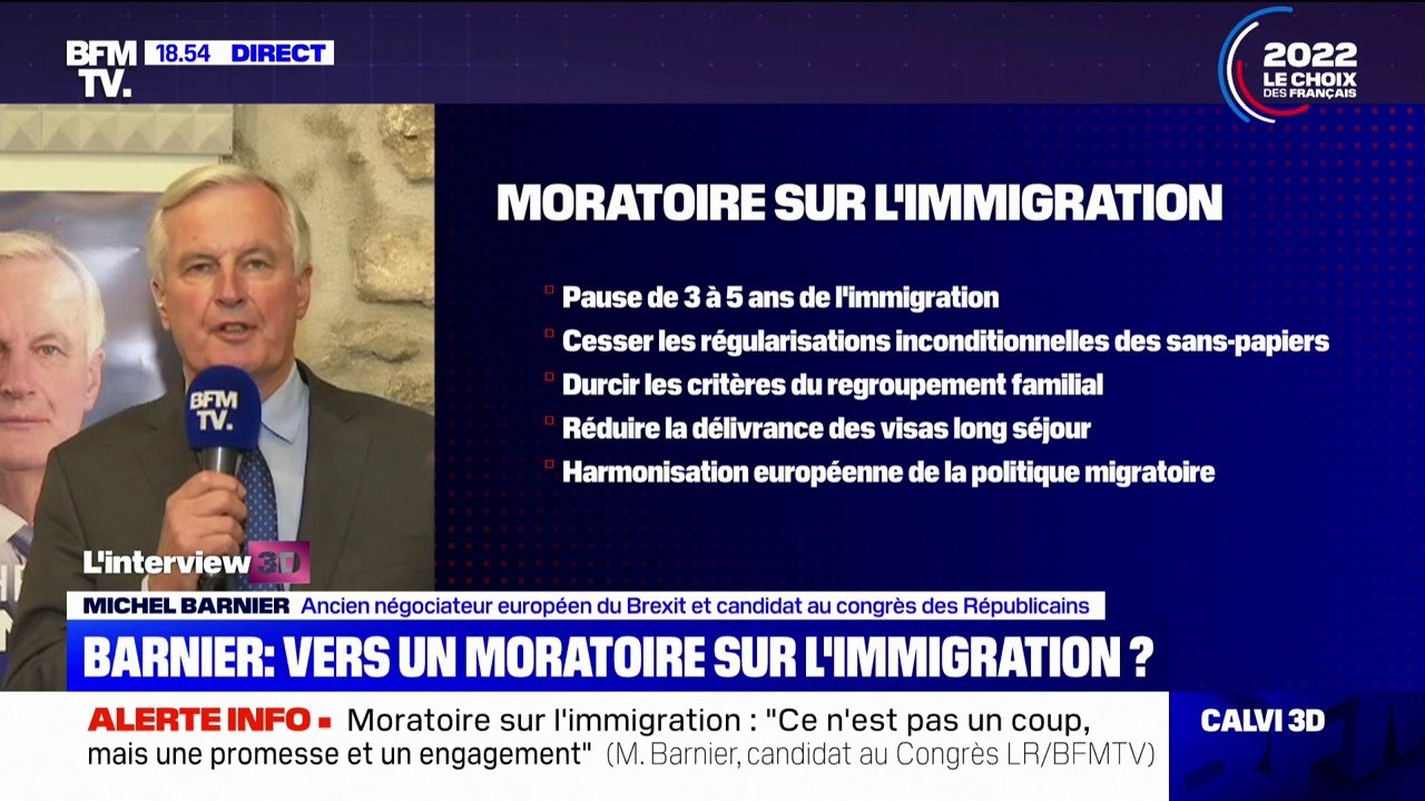 Michel Barnier sur l'immigration: "Il faut donner le signal que le monde entier n'est pas le bienvenu chez nous, (...) nous devons pouvoir choisir"