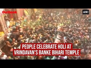 People Celebrate Holi At Vrindavan’s Banke Bihari Temple