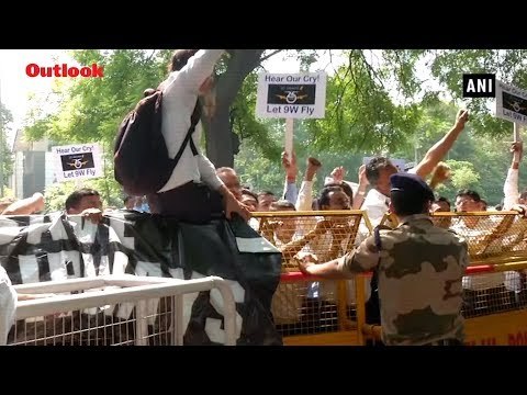 Jet Airways employees stage protest outside Safdarjung Airport