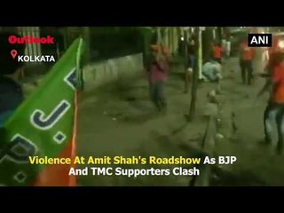 Violence At Amit Shah's Roadshow As BJP And TMC Supporters Clash