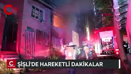 Şişli'de iki katlı metruk bina alev alev yandı