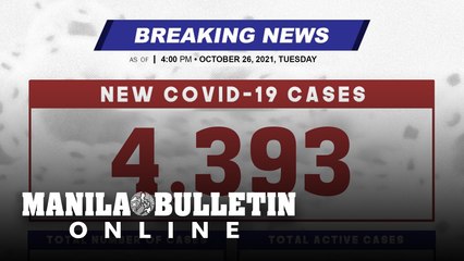 DOH reports 4,393 new cases, bringing the national total to 2,765,672, as of OCTOBER 26, 2021