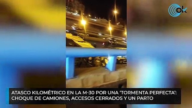 Atasco kilométrico en la M-30 por una ‘tormenta perfecta’: choque de camiones, accesos cerrados y un parto