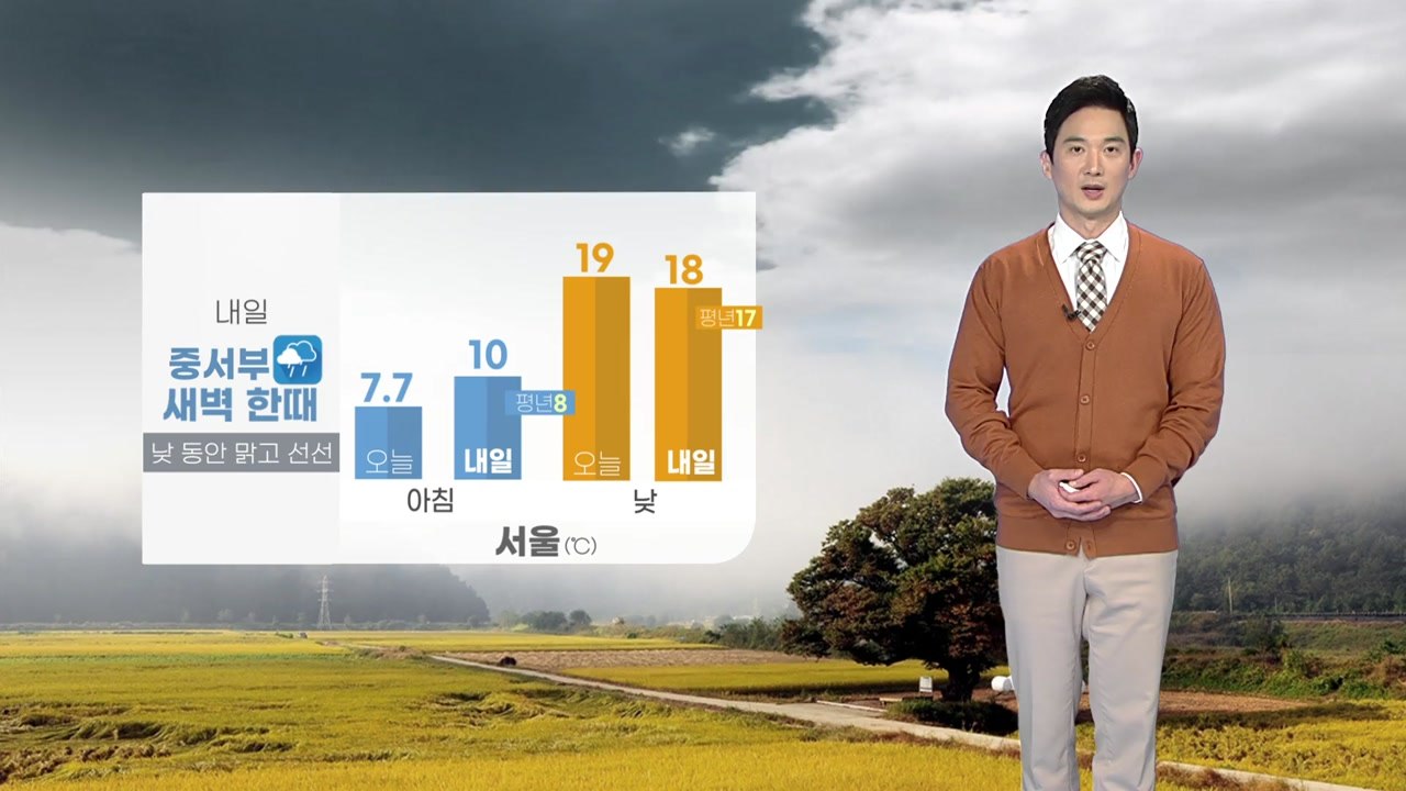[날씨] 내일 중서부 새벽 한때 비...낮 동안 맑고 선선 / YTN