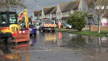 Orient Road, Lancing, flooding due to burst water main
