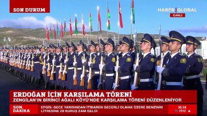 Karabağ'ın ilk akıllı köyünde Erdoğan için karşılama töreni