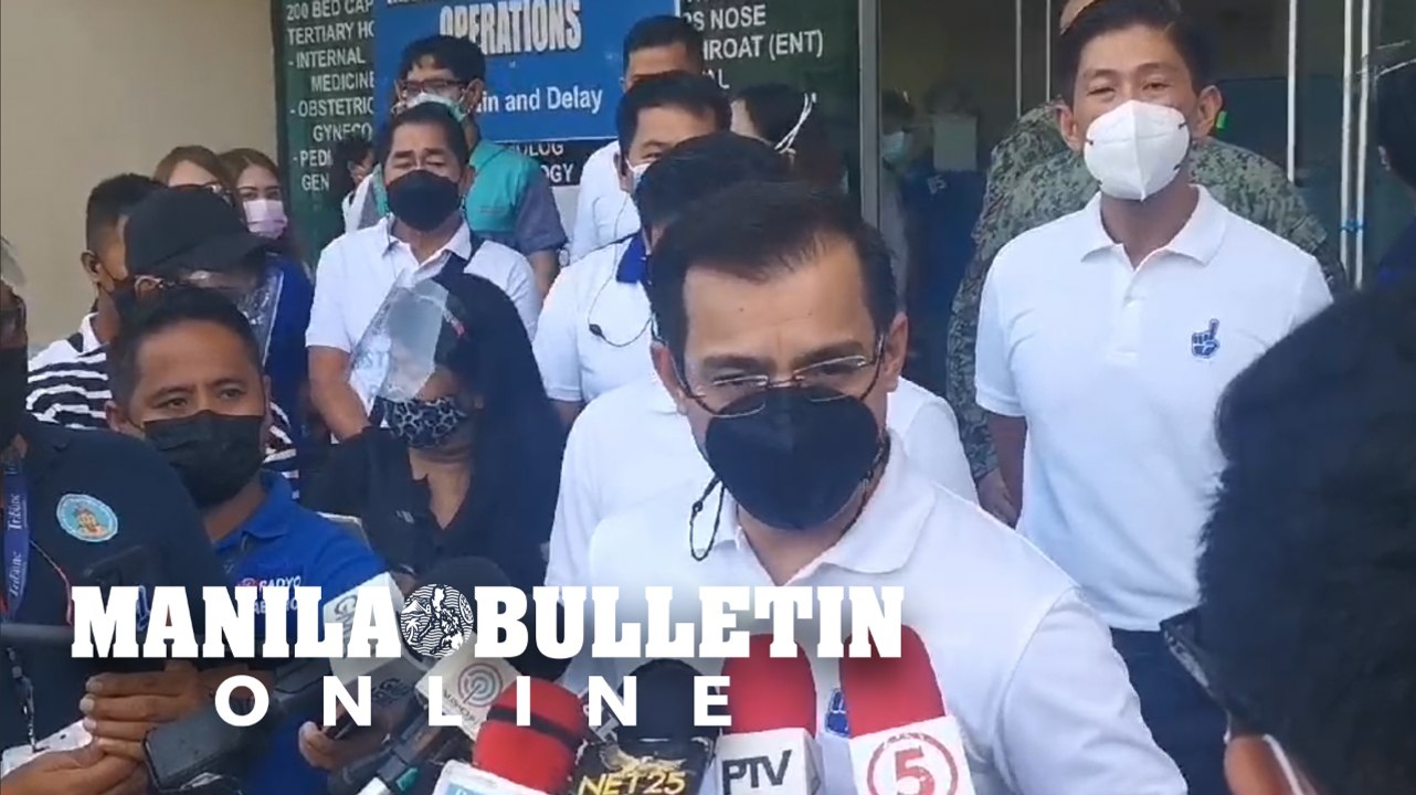 Manila Mayor Isko Moreno Domagoso talks to the media at the Sta. Ana Hospital