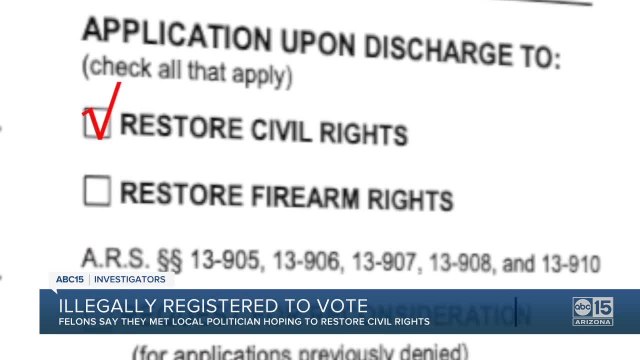 Dozens of felons tell ABC15 they were illegally registered to vote in Arizona