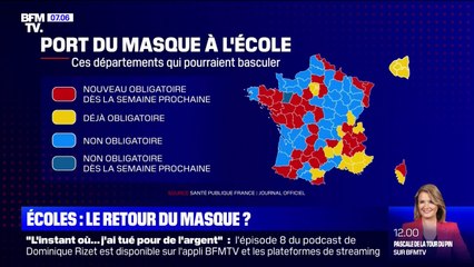 Covid-19: le masque va-t-il être à nouveau obligatoire à l'école dans 38 départements ?