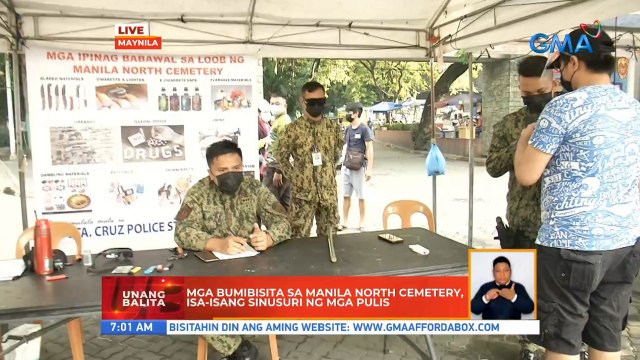 Mga bumibisita sa Manila North Cemetery, isa-isang sinusuri ng mga pulis | UB