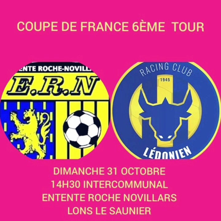 COUPE DE FRANCE 6ÈME TOUR  ERN  / RC LONS DIMANCHE 31 OCTOBRE 14H30 INTERCOMMUNAL