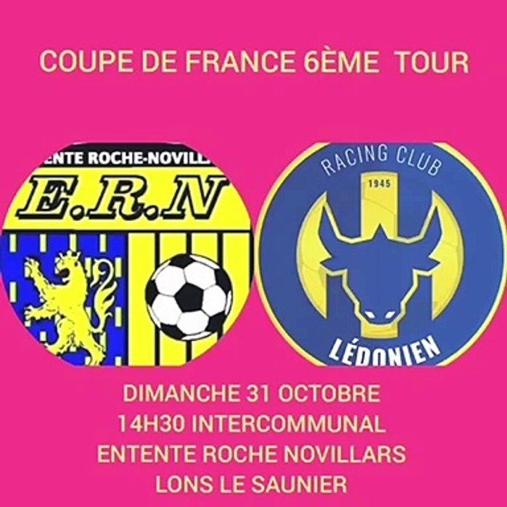 COUPE DE FRANCE 6ÈME TOUR  ERN  / RC LONS DIMANCHE 31 OCTOBRE 14H30 INTERCOMMUNAL