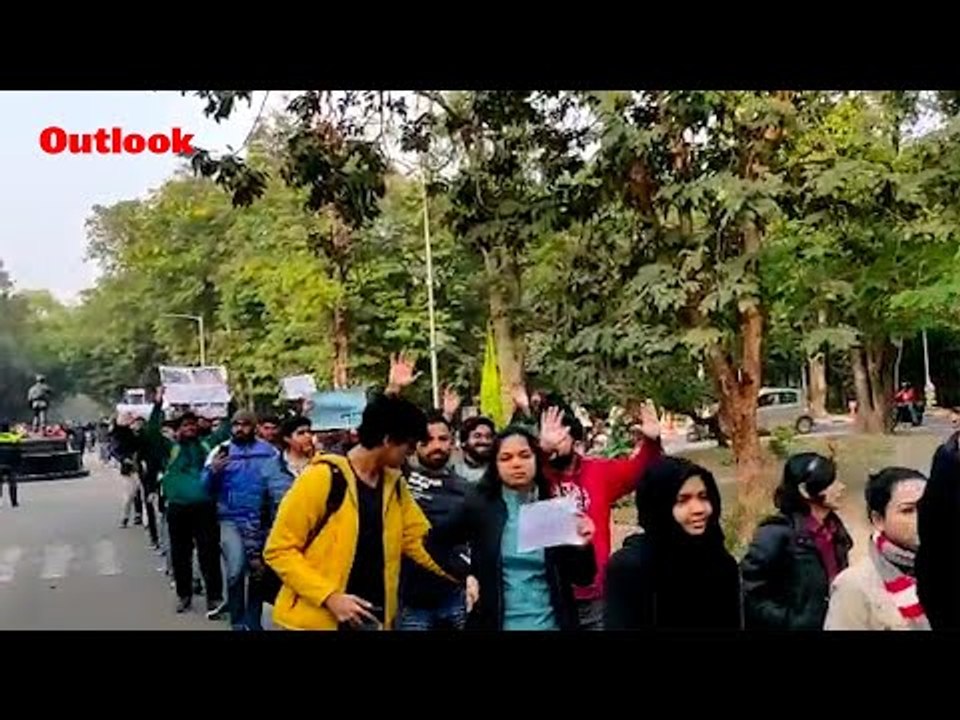 IIT Kanpur Students March With Hands Raised Extending Solidarity To Jamia