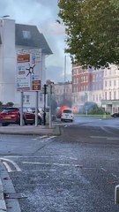 Taxi on fire in Eastbourne