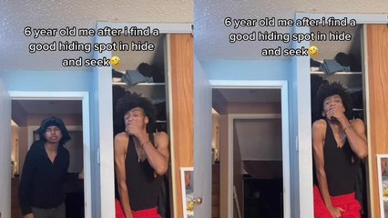 '6-year-olds after finally finding a good hiding spot in hide and seek'