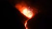 La palma volcano lava overflows from collapsed