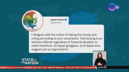 COMELEC Spokesperson James Jimenez: Ang vote buying ay Election offense | SONA