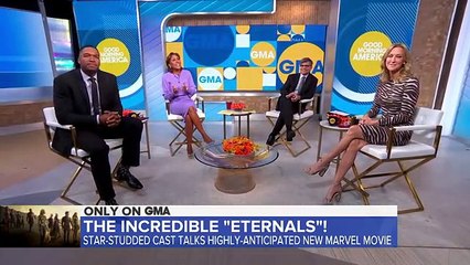 Angelina Jolie Kit Harrington and Salma Hayek talk Eternals l GMA