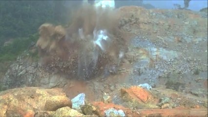 Quarry blasting 30000 tons of rocks blasted in Malaysia