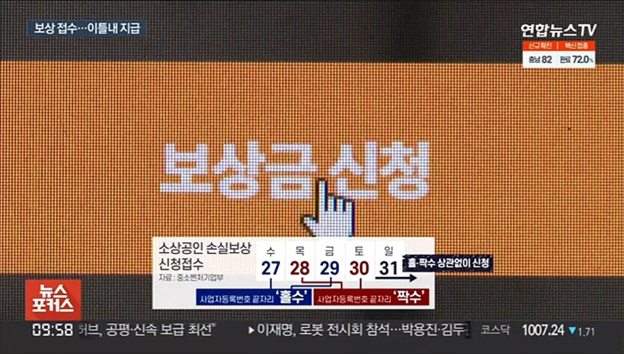 소상공인 손실보상 어제부터 접수…홀수 사업자부터 신청