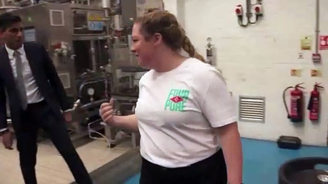 Prime Minister Boris Johnson and Chancellor Rishi Sunak visit brewery following Budget