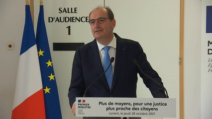 Justice de proximité : intervention de Jean Castex depuis le tribunal judiciaire de Lorient