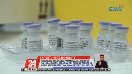 Hawak na bakuna ng pamahalaan, aabot na sa 100-M doses; Sapat na rin para sa target na population protection ayon kay Sec. Galvez, Jr. | 24 Oras