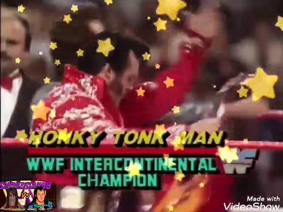 The Honky Tonk Man Vs The Ultimate Warrior/ SUMMERSLAM 1988 - Full entrances
