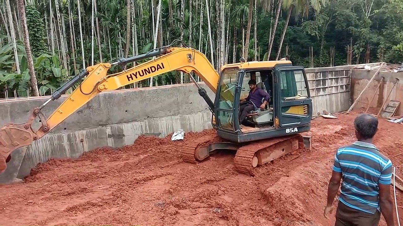 Bridge work by excavator