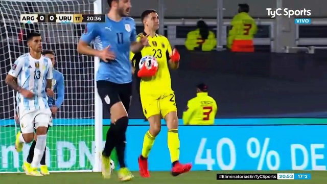 Eliminatoria de la copa de mundo Qatar 2022: Argentina 2 - 0 Uruguay (Primer Tiempo)